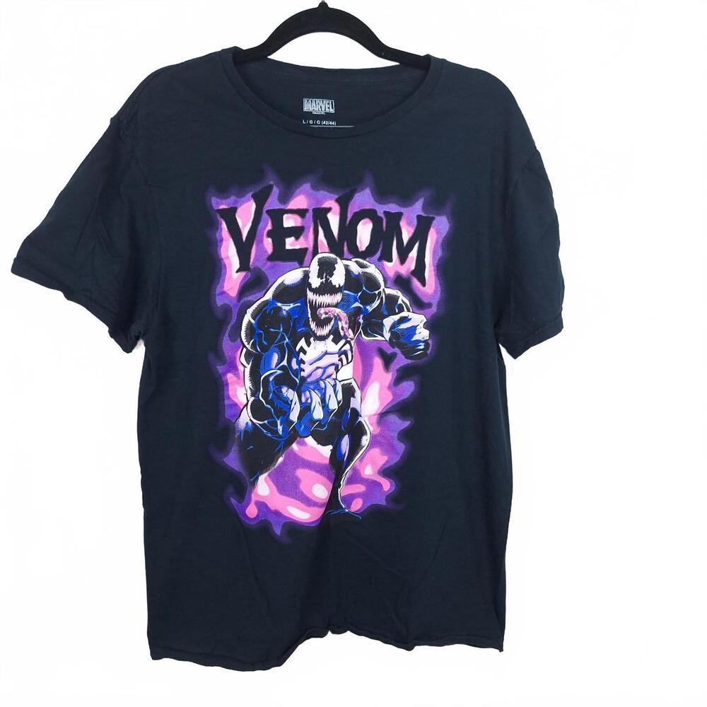 Marvel Venom‎ Men's Black Graphic Short Sleeve T-Shirt Size Large Cotton